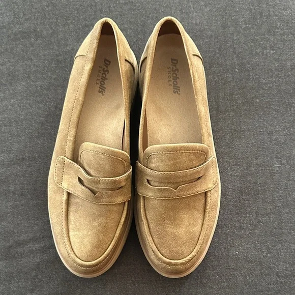 Dr. Scholl's Suede Penny Loafers in Camel Brown - Picture 1 of 7